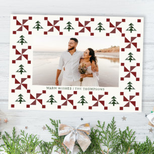 Modern Quilt Christmas Tree Holiday Photo Card