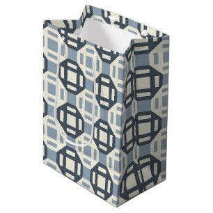 Modern Quilt-Inspired Geometric Pattern Medium Gift Bag