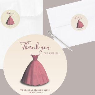 Modern Quinceañera mis quince thank you  Classic Round Sticker
