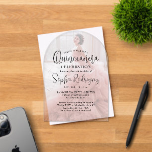 Modern Quinceañera Photo Overlay 15th Birthday Acrylic Invitations