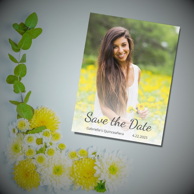 Modern Quinceañera Photo Save the Date Postcard (Creator Uploaded)