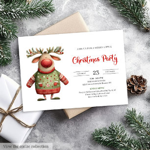 Modern Quirky Reindeer festive printable invites