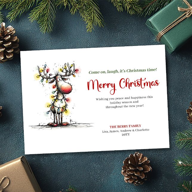 Modern Quirky Reindeer Holiday Greeting Card (Modern Quirky Reindeer Holiday Greeting Card)