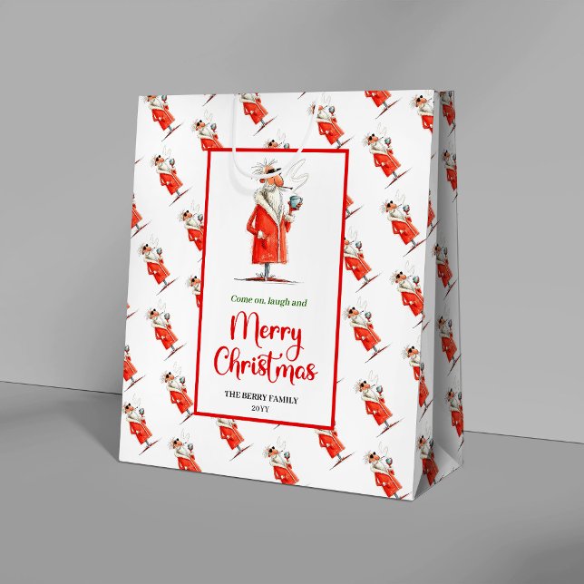 Modern quirky Santa charming Christmas gift bag (Modern quirky Santa charming Christmas gift bag)