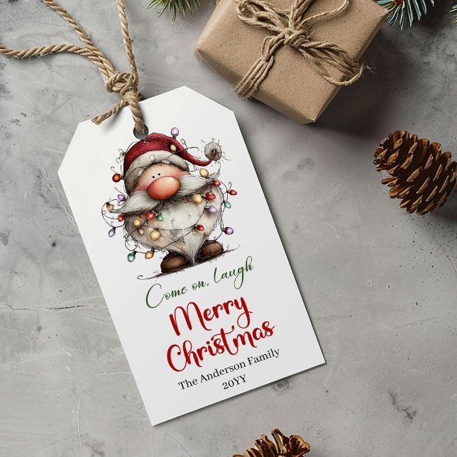 Modern Quirky Santa Classic Christmas Gift Tag (Modern Quirky Santa Classic Christmas Gift Tag)