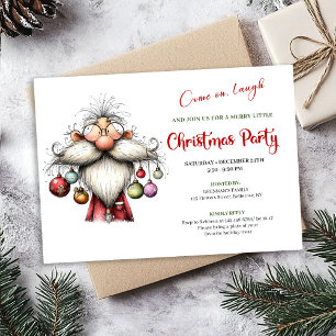 Modern Quirky Santa Watercolor Christmas Invite