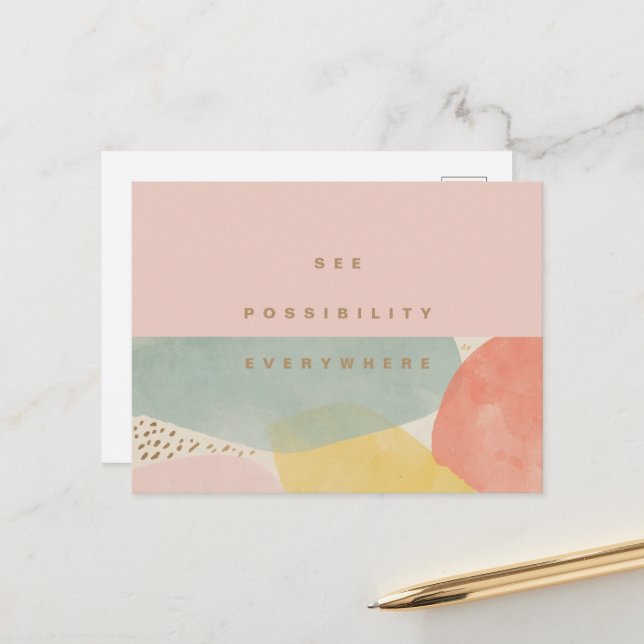 Modern Quote Abstract Shapes Postcard (Front/Back In Situ)