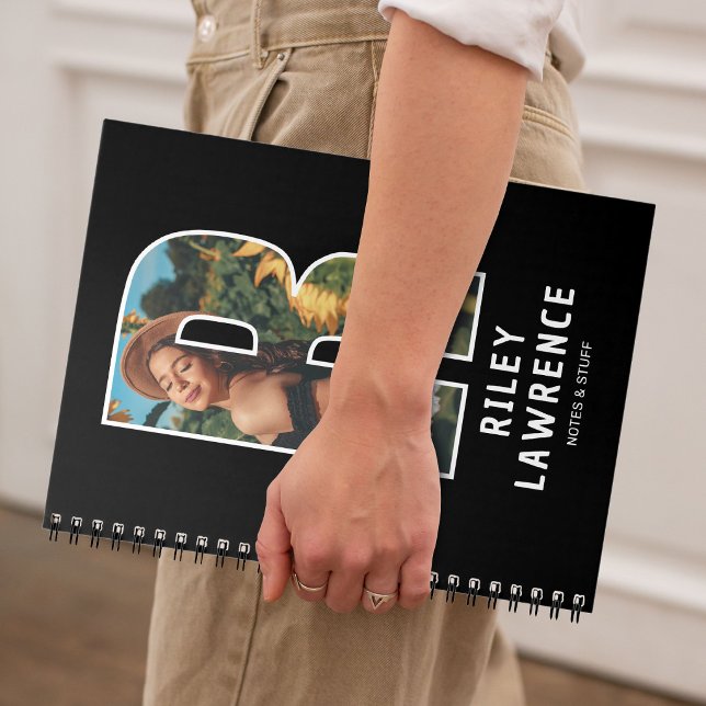 Modern "R" Photo Initial Monogram Notebook (Creator Uploaded)