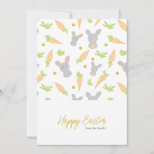 Modern Rabbit Carrot Pattern Happy Easter Holiday Card