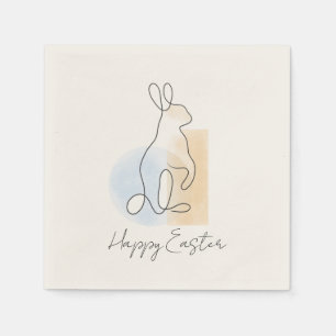 Modern rabbit line drawing Easter napkins
