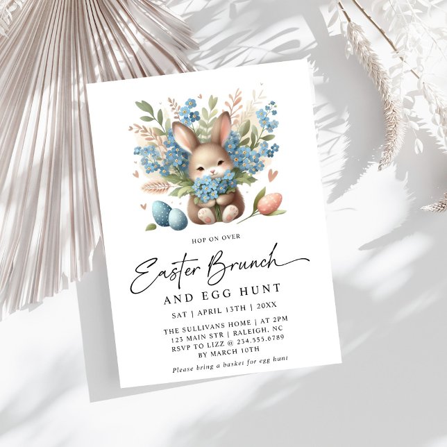 Modern Rabbit Spring Floral Easter Brunch Invitation (Creator Uploaded)