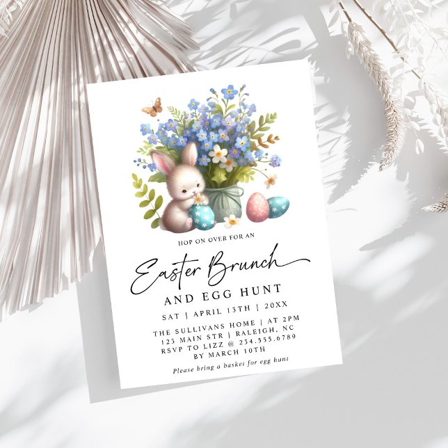 Modern Rabbit Spring Floral Easter Brunch Invitation (Creator Uploaded)