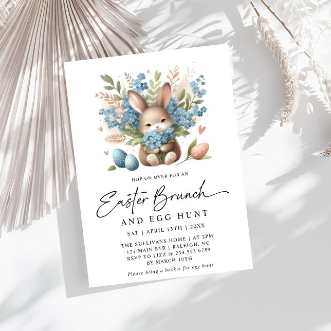 Modern Rabbit Spring Floral Easter Brunch Invitation (Creator Uploaded)