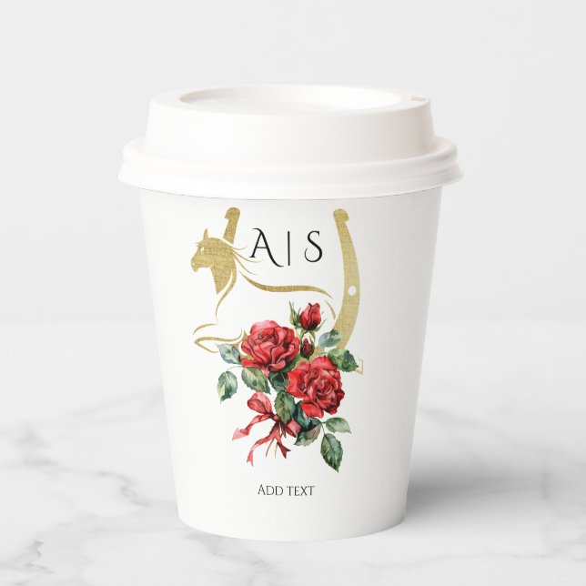 Modern Race Horse Derby & Drinks Party Equestrian Paper Cups (Front)