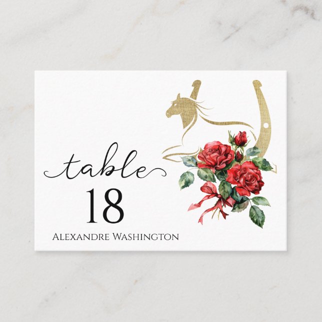 Modern Race Horse Derby & Drinks Party Equestrian Place Card (Front)