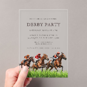 Modern Race Horse Derby Party Equestrian Acrylic Invitations