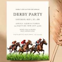 Modern Race Horse Derby Party Equestrian Invitati