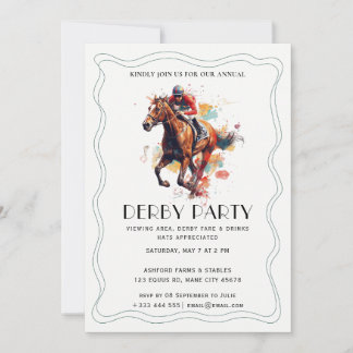 Modern Race Horse Derby Party Equestrian Invitatio Invitation