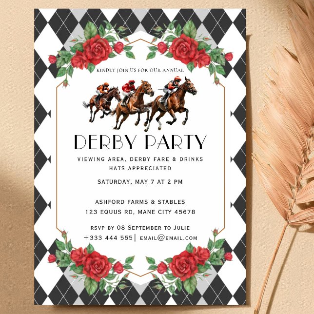 Modern Race Horse Derby Party Equestrian Invitatio Invitation (Creator Uploaded)