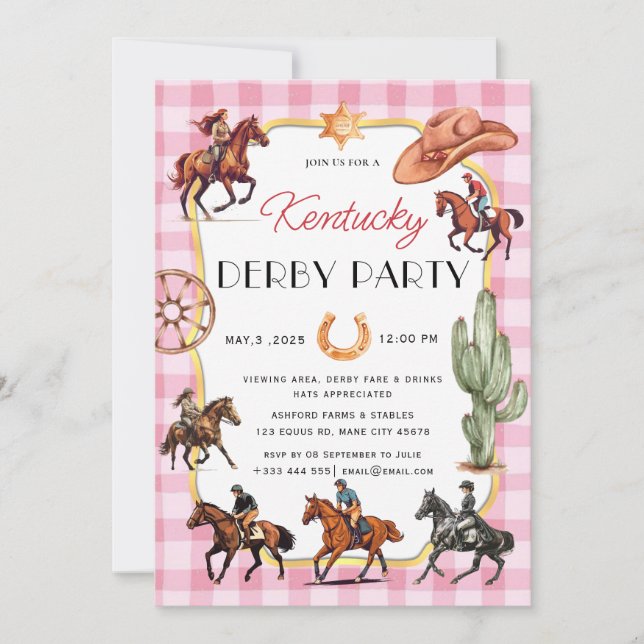 Modern Race Horse Derby Party Equestrian Invitation (Front)