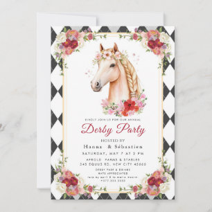 Modern Race Horse Derby Party Equestrian  Invitation