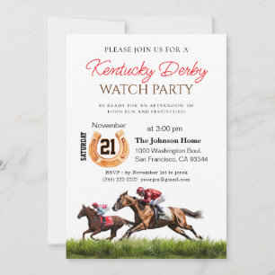 Modern Race Horse Derby Party Equestrian Invitation