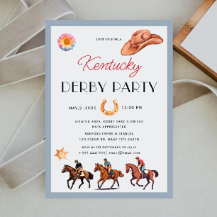 Modern Race Horse Derby Party Equestrian Invitation