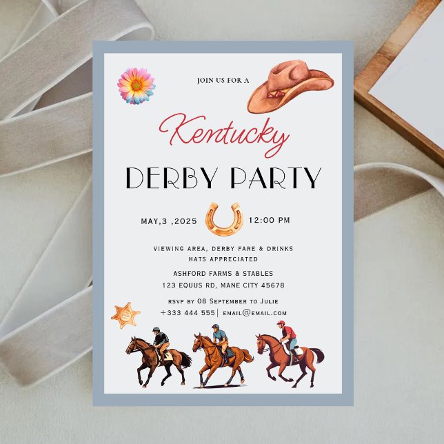 Modern Race Horse Derby Party Equestrian Invitation (Creator Uploaded)