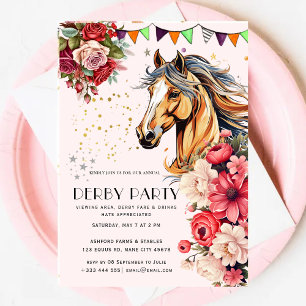 Modern Race Horse Derby Party Equestrian Invitation
