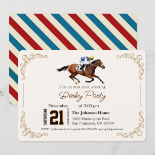 Modern Race Horse Derby Party Equestrian  Invitation