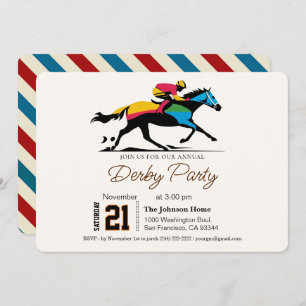 Modern Race Horse Derby Party Equestrian  Invitation