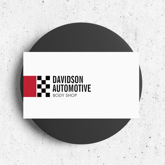 Modern Racing Flag Logo in Red II Automotive Business Card (Creator Uploaded)