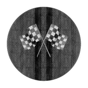 Modern Racing Flags Stripes in Carbon Fibre Style Cutting Board