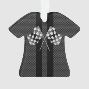 Modern Racing Flags Stripes in Carbon Fibre Style Ornament