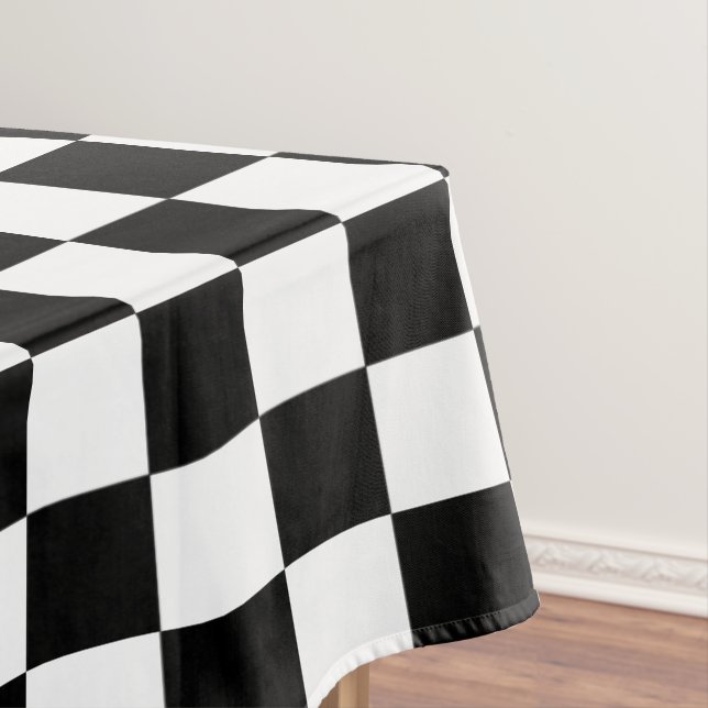 Modern Racing Themed Check Patterned Tablecloth (In Situ)