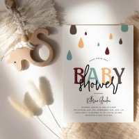 Modern Rain Drops Gender Neutral Baby Shower