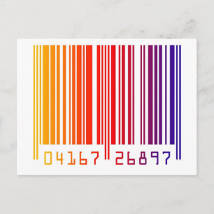 Modern Rainbow Barcode Postcard