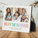 Modern Rainbow Best Mum Ever Photo Collage Plaque<br><div class="desc">Best Mum Ever! A thoughtful,  modern Birthday,  Mother's Day or Holiday gift: A trendy Instagram photo collage plaque with your custom message and/or names. Trendy pastel rainbow typography on a soft ivory backdrop makes for a cheerful,  stylish keepsake!</div>