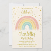Modern Rainbow Birthday Invitation