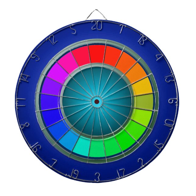 Modern Rainbow Blue Dartboard Minimalism (Front)