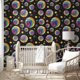 Modern Rainbow Bubbles Seamless Stylish Patterns Wallpaper