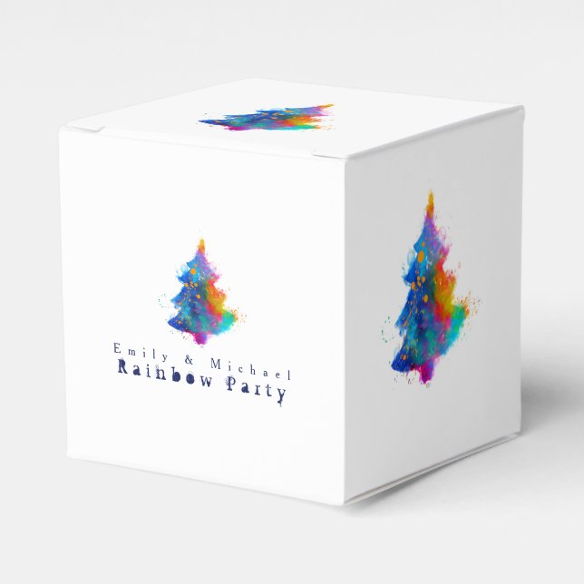 Modern Rainbow Christmas Tree Custom Small Favour Box (Front Side)
