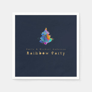 Modern Rainbow Christmas Tree Personalised Party Napkin