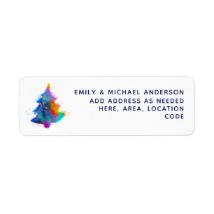 Modern Rainbow Christmas Tree Return Address Label