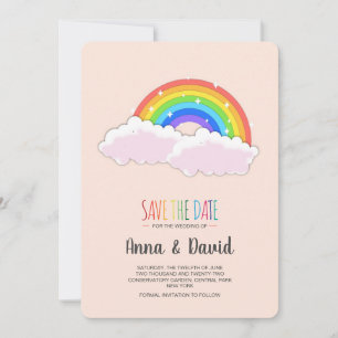 Modern Rainbow Cloudy Save The Date  Invitation
