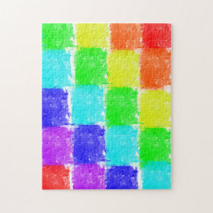 Modern Rainbow Colour Blocks Jigsaw Puzzle