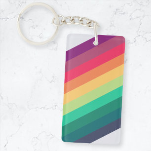 Modern Rainbow Colourful Stripe LGBT Gay Pride Key Ring
