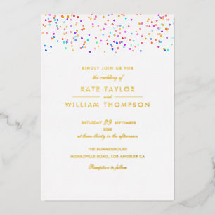 Modern Rainbow Confetti Photo Wedding Gold