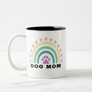 Modern Rainbow Dog Mum Monogram Two-Tone Coffee Mug