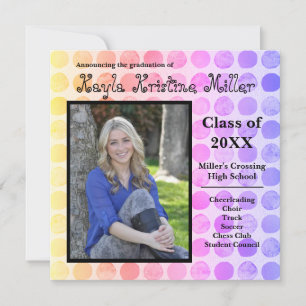 Modern Rainbow Dots - Graduation Announcement